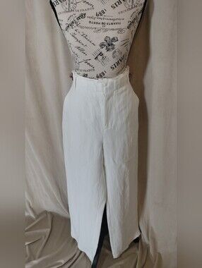 NWT! Madewell Women's Ivory Linen Blend Wide Leg Pants. Size 6